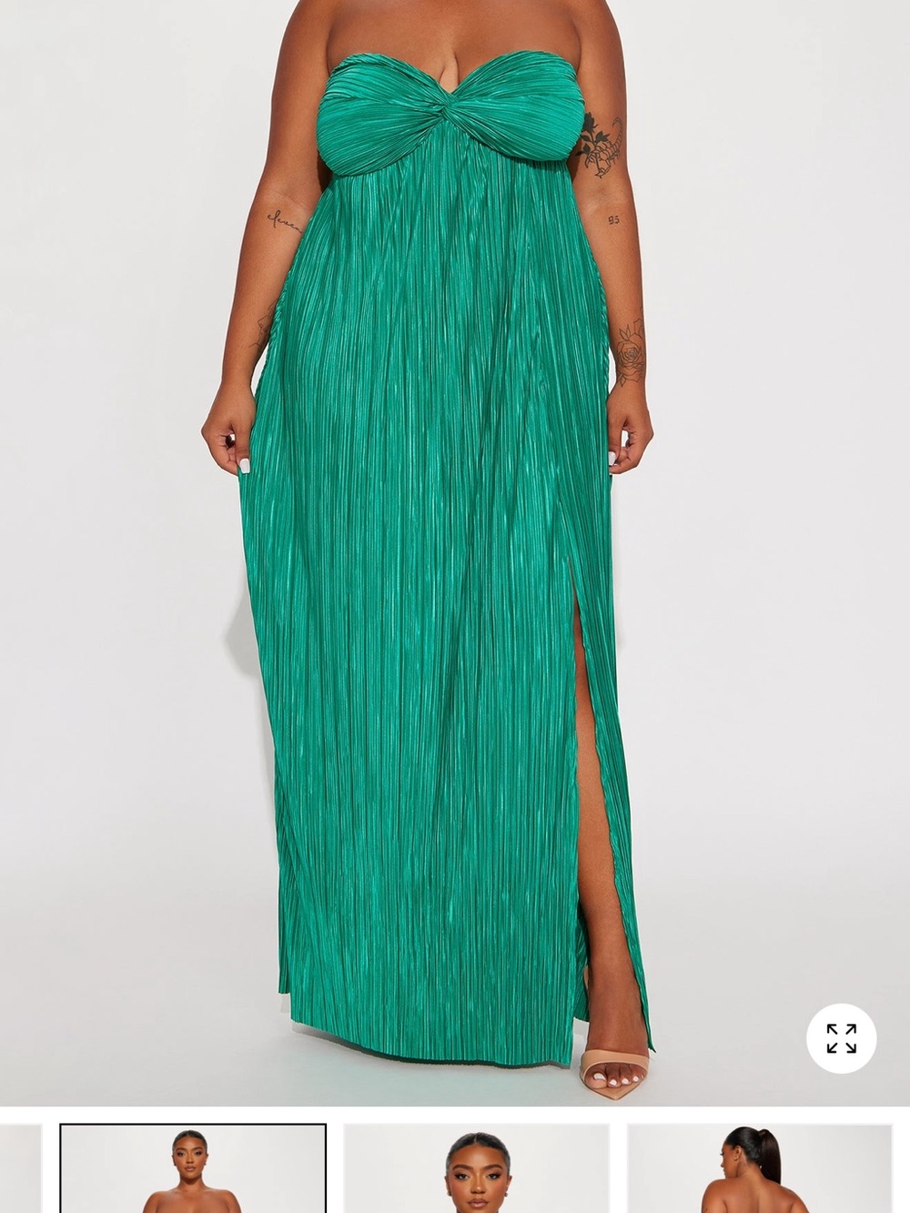Strapless Emerald Green Maxi Dress